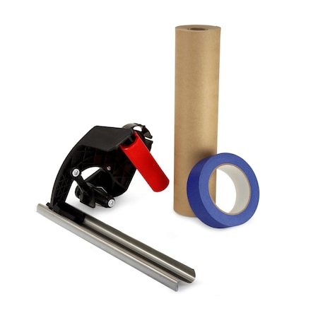 Idl Packaging Set of Hand-Masker Device, 12 x 60 yd Masking Paper and 1.5 x 60 yd Painters Tape for Painting TH-120-12-B